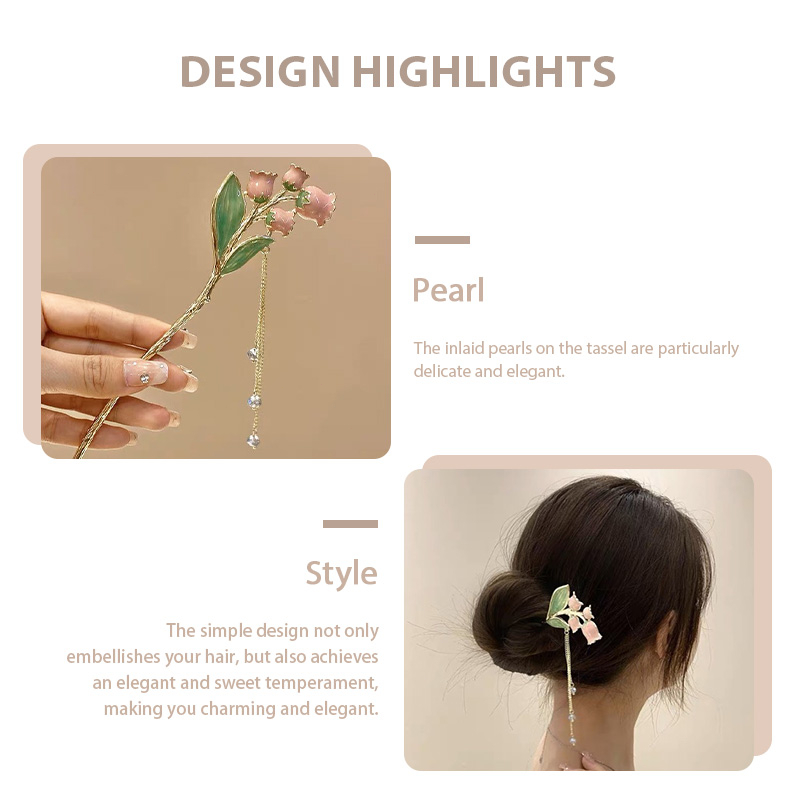 Jepit Rambut Mutiara Rumbai Metal Orchid Design Simple Ceruk Aksesoris Fashion - SG