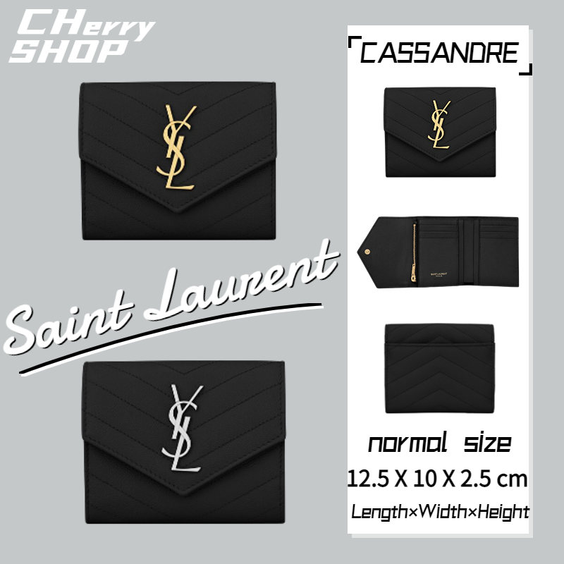✨100% authentic Saint Laurent CASSANDRE SAINT LAURENT MATELASSÉ Dompet Bifold Wanita YSL Dompet Koin