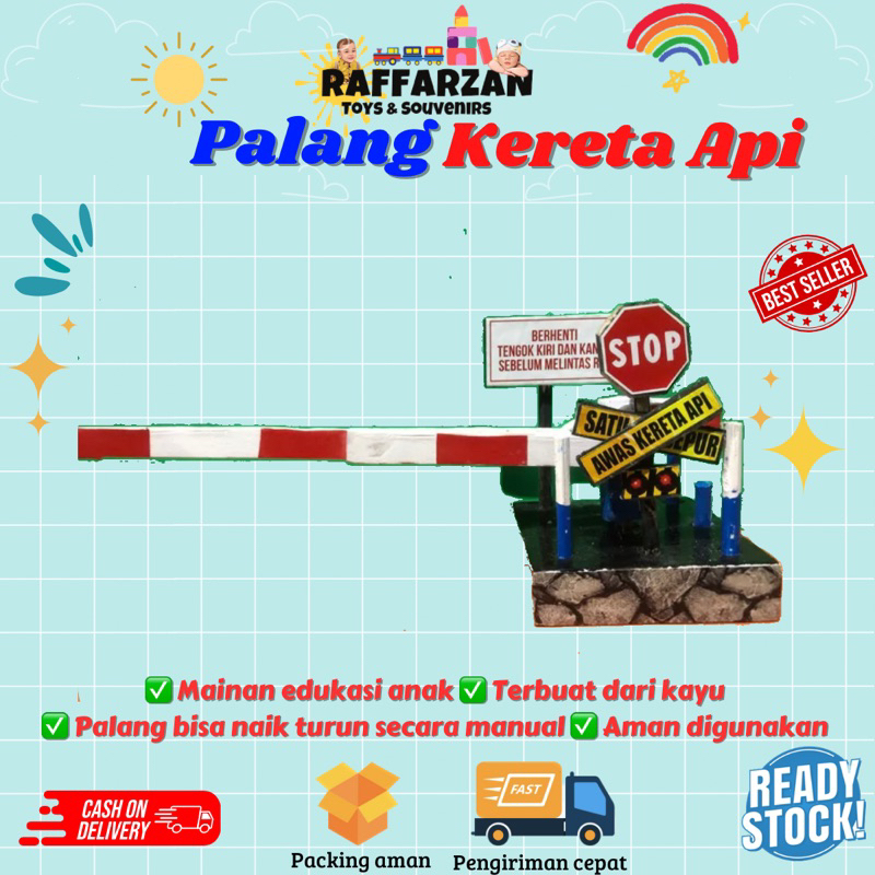 Miniatur Palang Pintu Kereta Api Mainan Anak Rambu Rambu Lalu Lintas Train Mainan Kayu