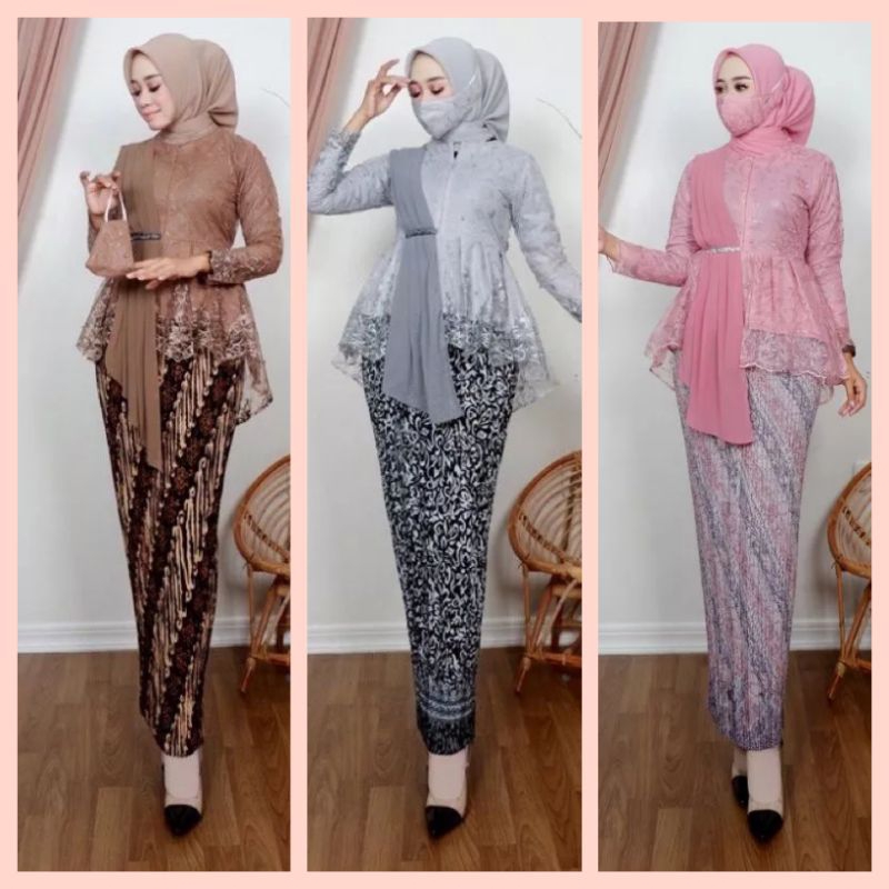 COD •SETELAN KEBAYA AURORA SELENDANG/KEBAYA BROKAT TULLE/ATASAN KEBAYA SELENDANG/KEBAYA PESTA/KEBAYA