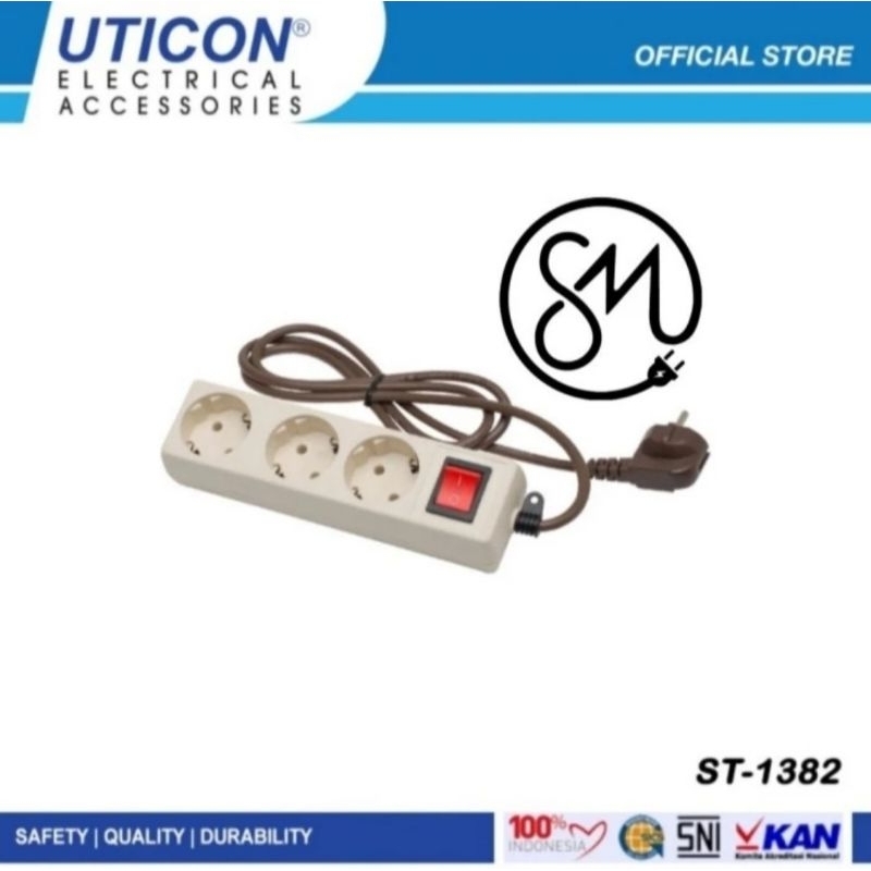 Stop Kontak Uticon ST-1382 3 Lubang cok sambung