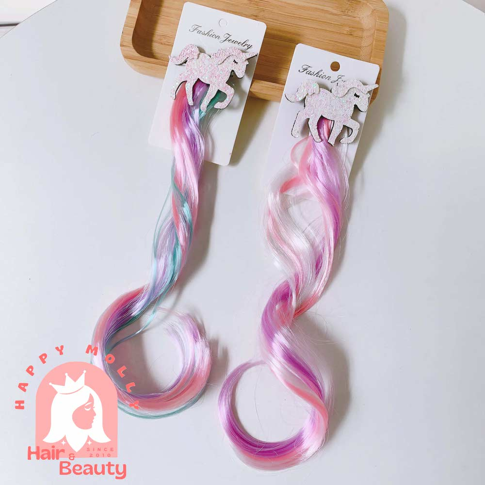 Jepit Rambut Highlight Palsu - Curly - Hiasan Anak Perempuan Korea - Glitter Unicorn W8205 ( Group )