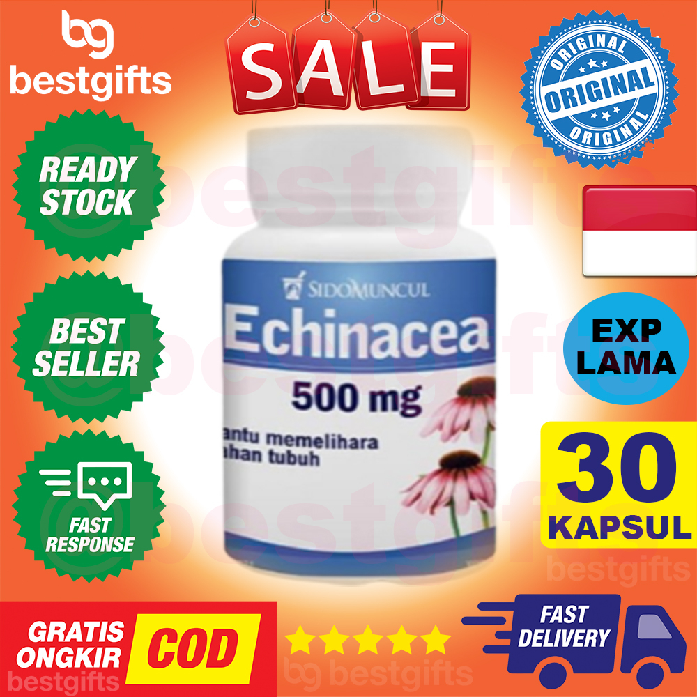 SIDOMUNCUL SIDO MUNCUL ECHINACEA 500MG ANTIOKSIDAN DAYA TAHAN TUBUH OBAT RADANG TENGGOROKAN 30 KAPSUL