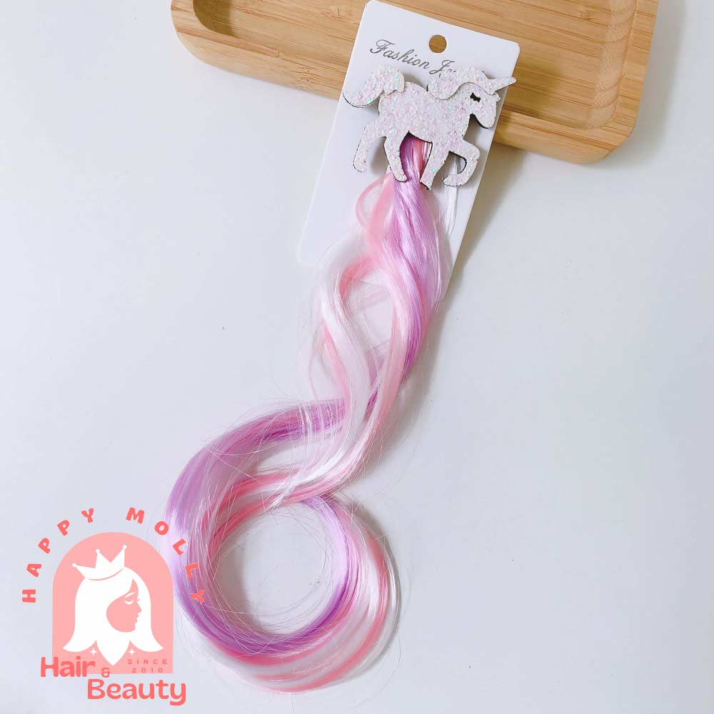 Jepit Rambut Highlight Palsu - Curly - Hiasan Anak Perempuan Korea - Glitter Unicorn W8205 ( Group )