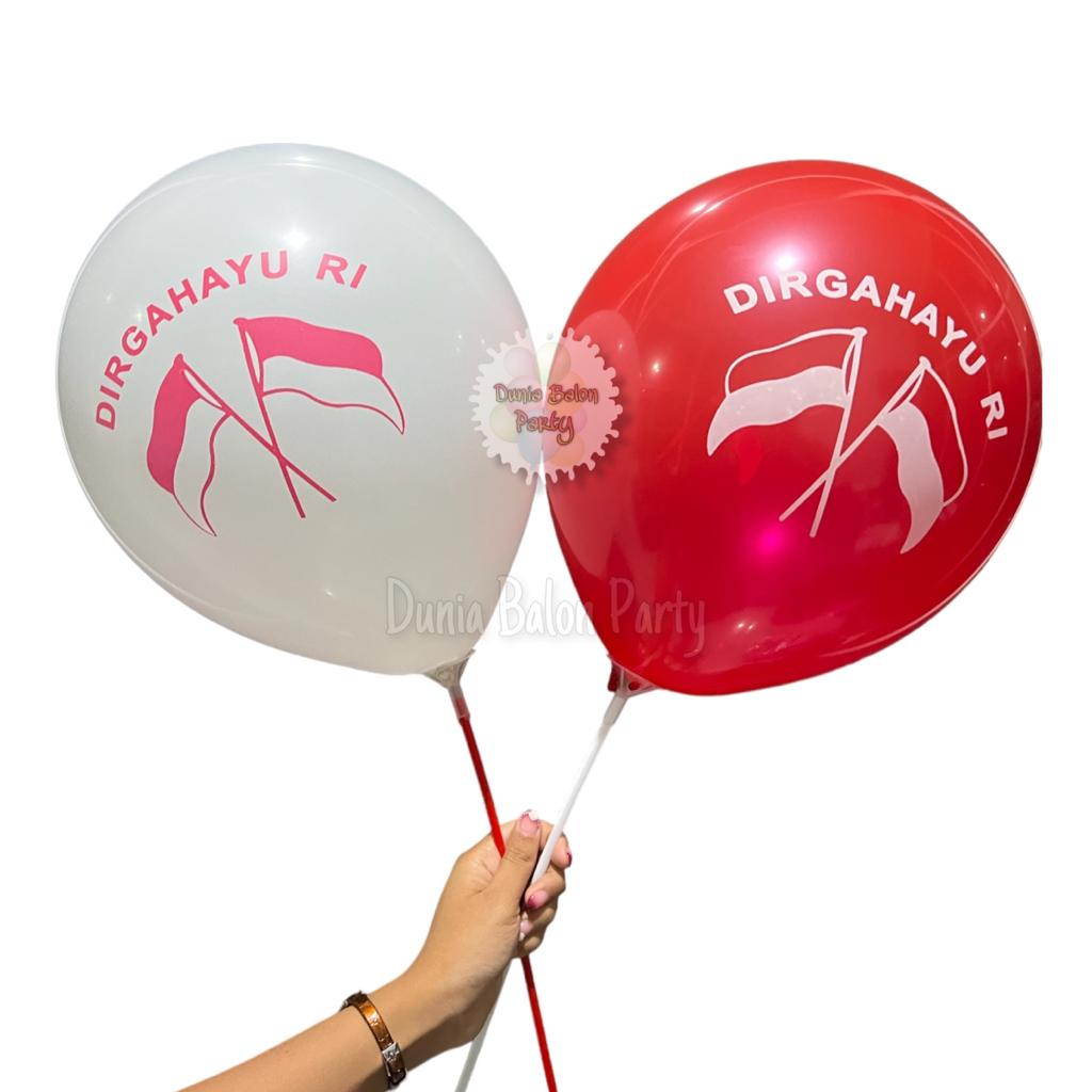 Balon Latex Merah Putih DIRGAHAYU RI / Balon 17 Agustus 12 inch Ecer