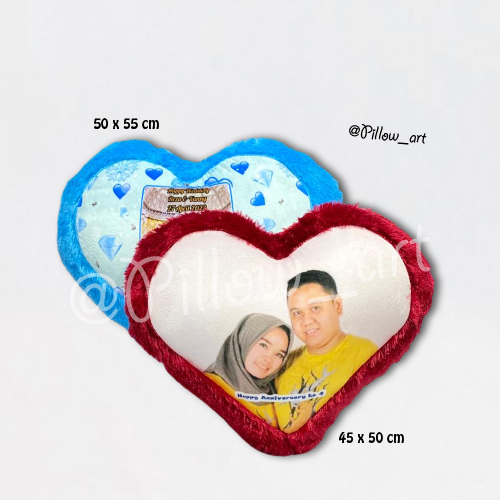 Pillowart - Bantal Foto Love Custom Bulu Rasfur Ukuran 45 x 50 cm / Hadiah - ART035