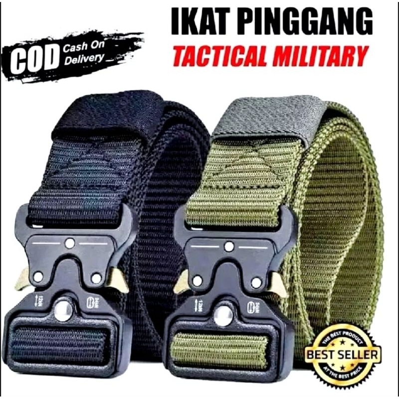 Tali Ikat Pinggang Canvas Military Tactical Kepala Besi 125cm Polos Sabuk Copel Army Gesper Original Terbaru