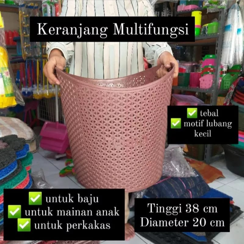 ✨Aneka Jaya Plastik✨ Keranjang baju bulat sedang / keranjang mainan anak / tempat baju kotor / jemur