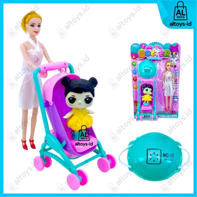 MAINAN DOKTER SUSTER SPESIALIS ANAK KLINIK SET MAINAN ANAK PEREMPUAN BONEKA SUSTER + STROLLER + MASKER &amp; BONEKA MAINAN ANAK MURAH