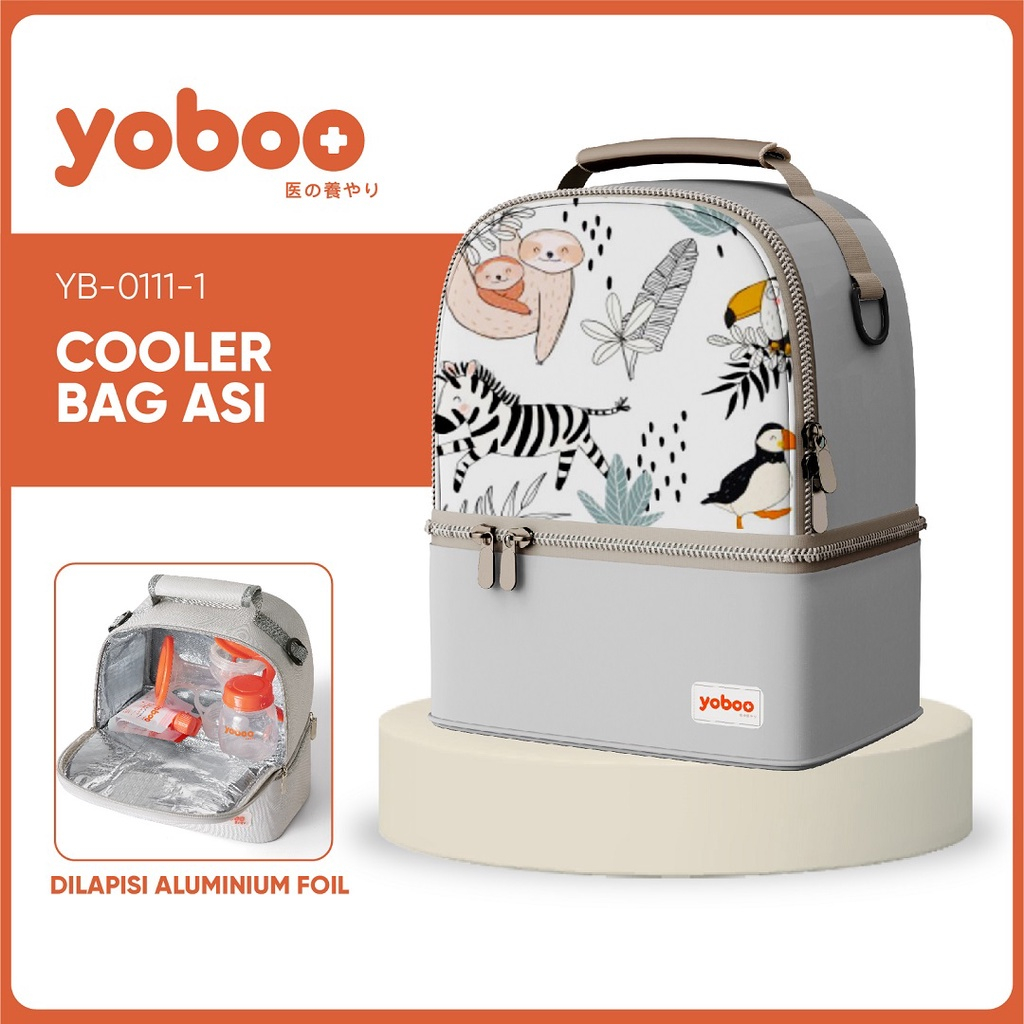 Yoboo Cooler Bag ASI / Tas Pendingin Botol Susu Bayi Abu-abu YB-0111-1