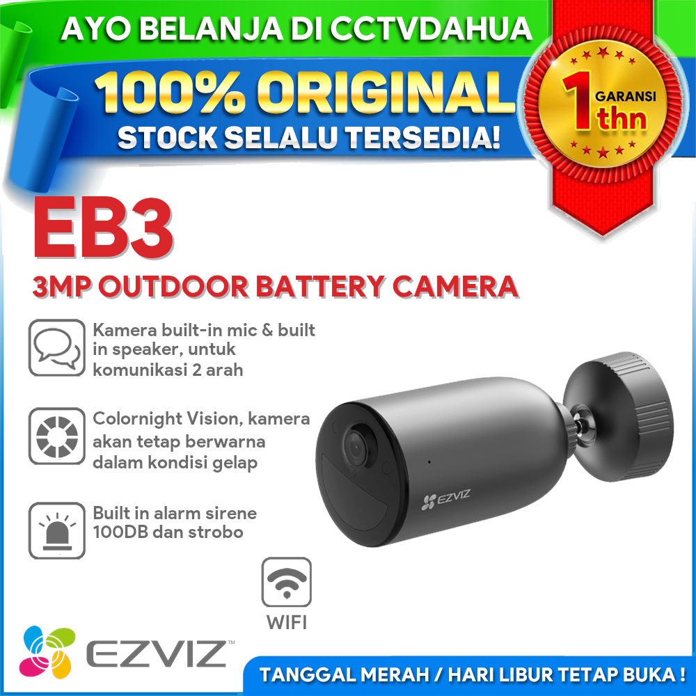 EZVIZ EB3 3MP OUTDOOR WIFI BATTERY CAMERA 5.200mAh WITH MICROSD SLOT