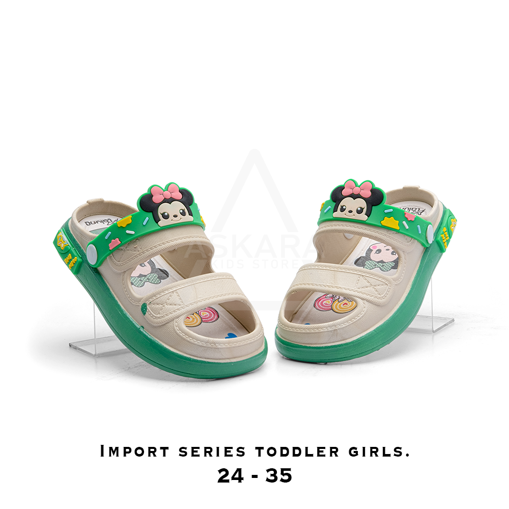Sandal Jelly Import Anak perempuan Selop ban dua karakter mini mose Terbaru 24-35 - Askara