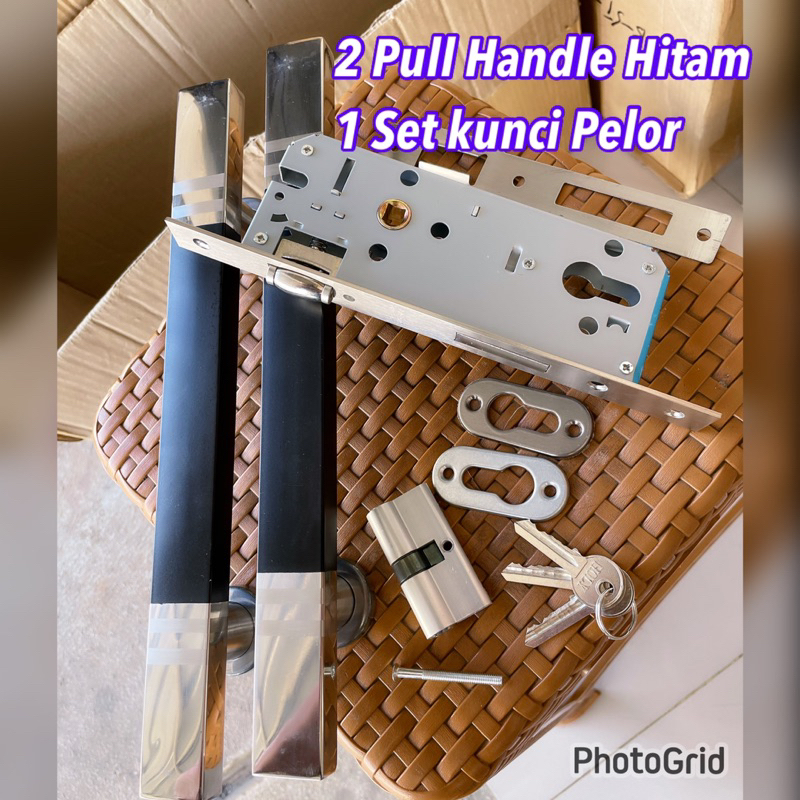 Terlaris kunci pintu dua kupu kupu double 2 gagang pintu Hitam + body pelor stanlis 2 GAGANG PINTU+ KUNCI PELOR TARIKAN HANDLE PEGANGAN + KUNCI PELOR MURAH KUNCI PINTU 2 pull handle kotak stanlis + body pelor stanlis kunci pintu dua kupu kupu dobel