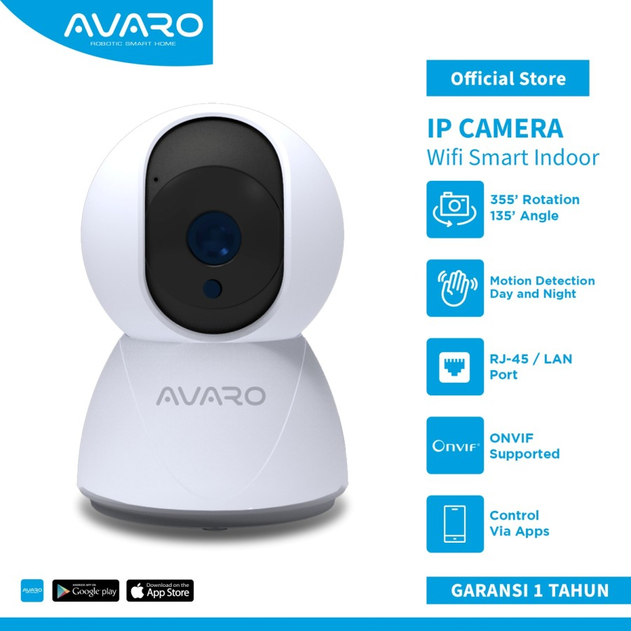 AVARO Smart CCTV CT01A IP Camera Indoor WIFI 2MP PTZ Port LAN