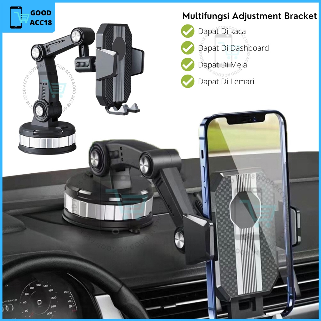 Holder hp mobil 4 in 1 NC61 Dudukan handphone universal original untuk pemasangan di dashboard kaca meja lemari bisa potrait landscape