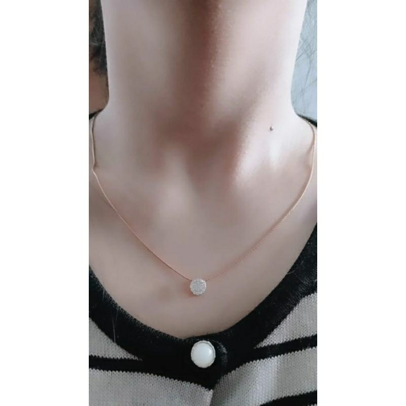 kalung rantai kasandra ukir+liontin tusuk bulat kecil mp/perak asli silver 925 lapis emas/perhiasan fashion wanita terbaru