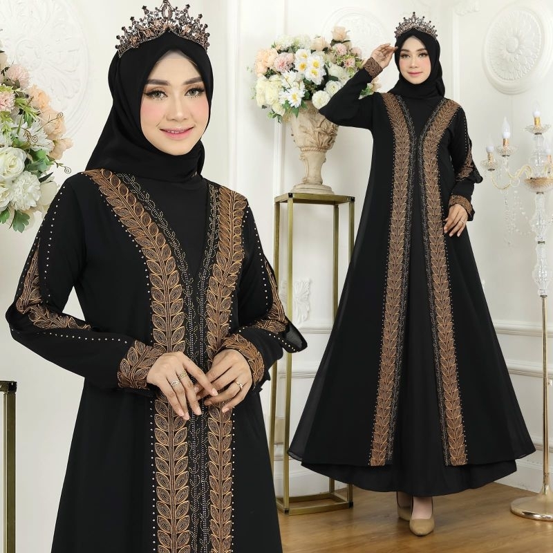 gamis abaya turkey / abaya hitam terbaru / gamis abaya  bordir / abaya hitam ukuran M,L,XL,XXL / gam