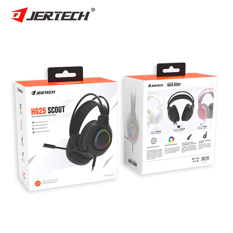 Headphone Gaming HG01 Jertech Stereo Bass RGB Light IPX5 With Microphone - XOBOX