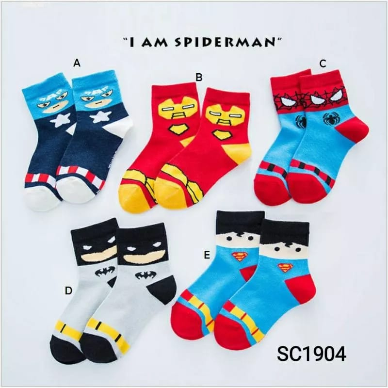 SC2006 Kaus kaki anak Kaos Kaki Import  Kaos Kaki Anak super Hero Anak TK SD PAUD Slip on Pendek untuk umur 1-10 tahun terlaris Dan termurah