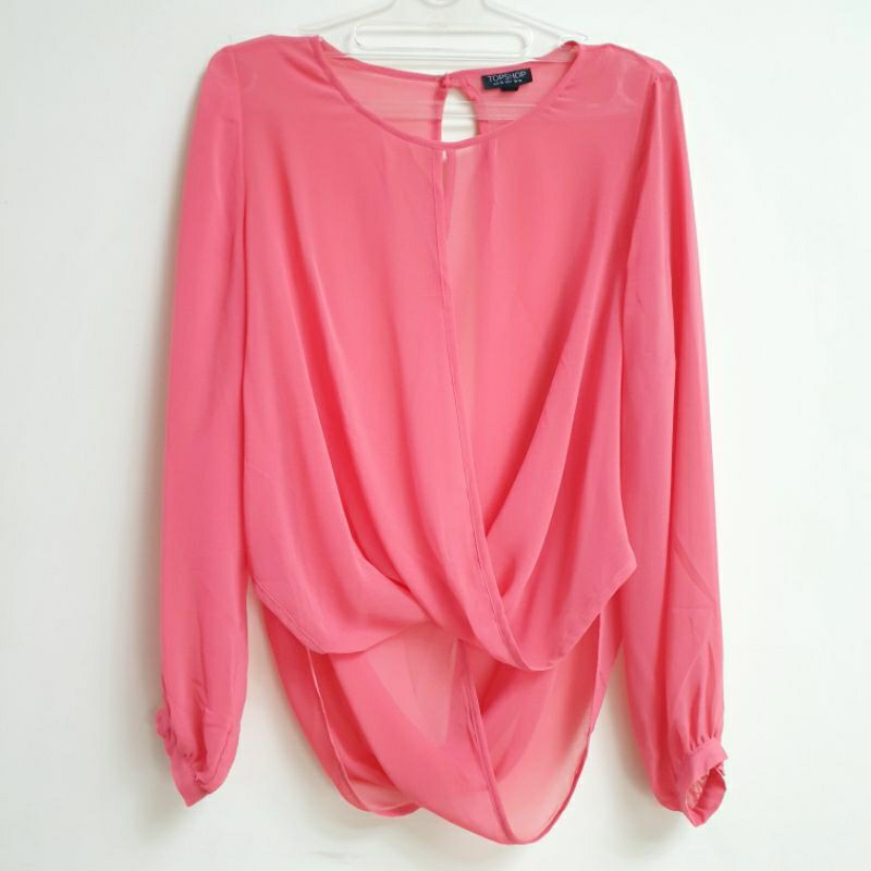 TopShop Blus Sifon Chiffon Pink Blouse - Size US6 UK10 - Atasan Wanita Preloved