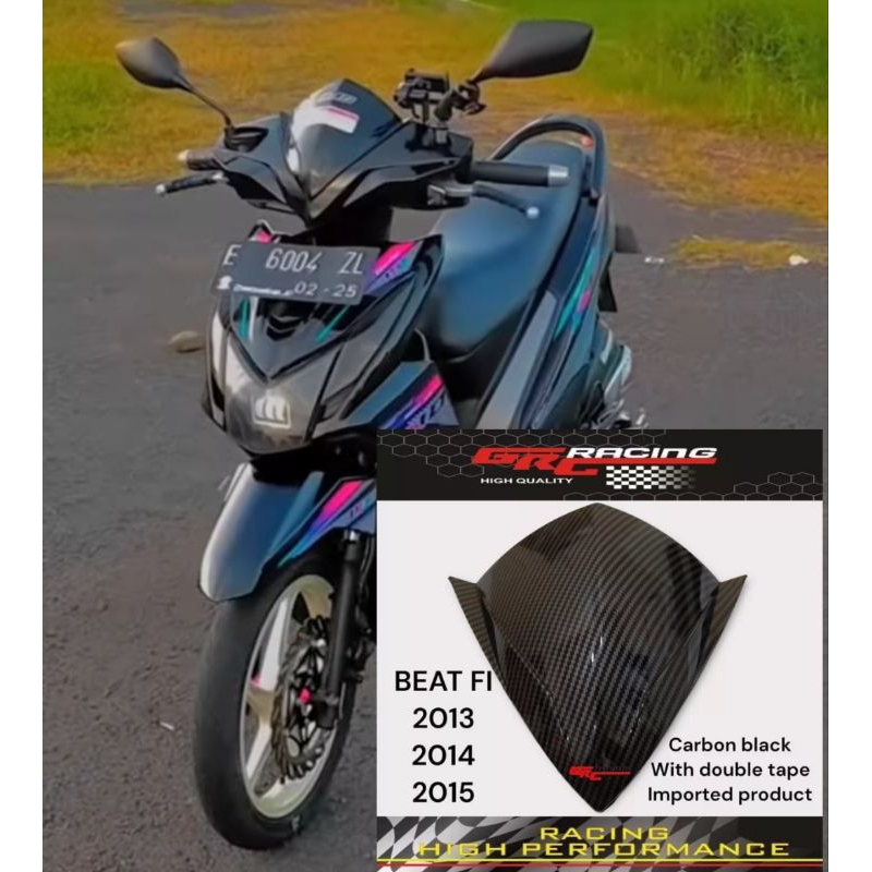 Visor variasi honda beat injeksi 2013 2014 2015 bahan full akrilik motif carbon import free doubel tape