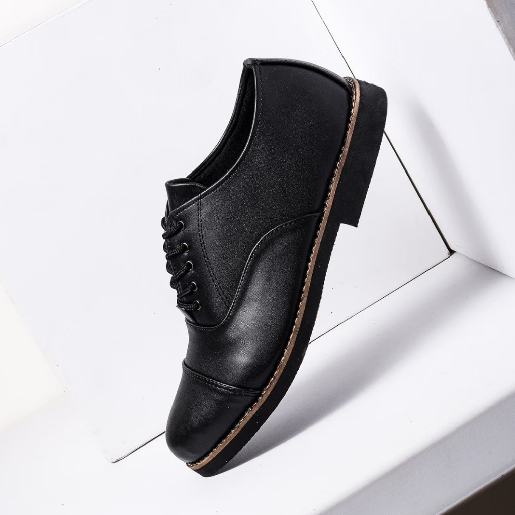 Sepatu Pantofel Formal Pria Casual Hitam Tali Original