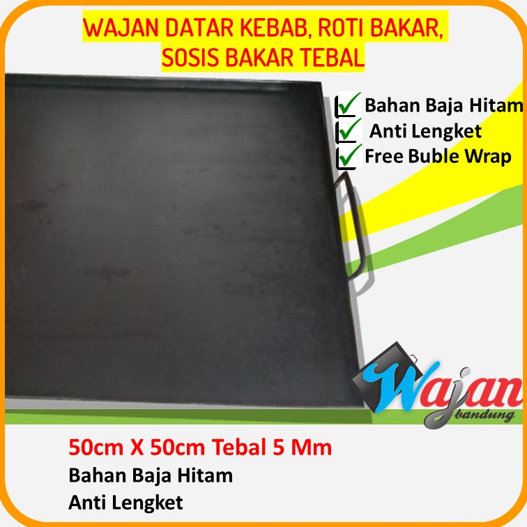 Wajan Datar Baja Roti Bakar Bandung Pancake Cumi Bakar kebab 50x50 5mm