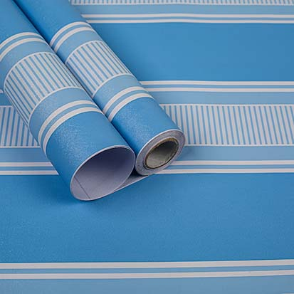 WALLPAPER DINDING 45 CM X 10 M / 9.5 SALUR BIRU TUA