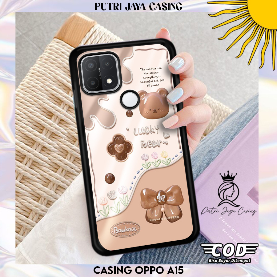 Putri Case Hp OPPO A15 Casing Motif [ CUTEBEAR02 ]Case Hardcase Softcase Premium Glossy Keren Aksesosris Pelindung Handphone Case Silikon Hp Untuk Cewek Cowok Terbaru Terlaris Termurah Karakter Lucu Kesing Anime Case Karet Cute Putri Jaya Casing