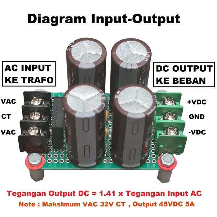 Modul Trafo 5A CT 12V-32V, Adaptor Power Supply Rectifier Filter AC-DC