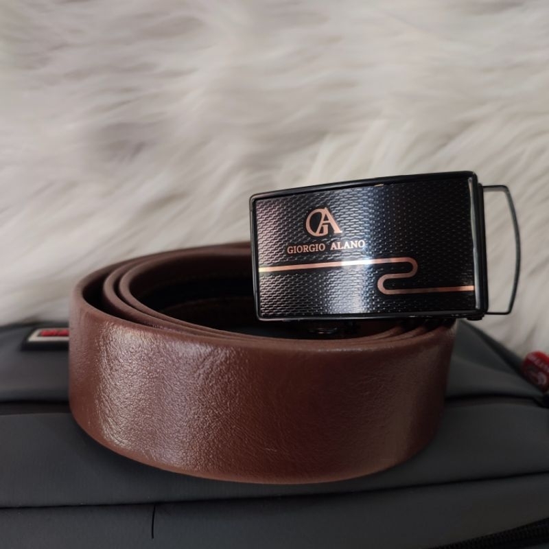 Giorgio | Ikat Pinggang Pria Spesial Cokelat | Sabuk Original Merk Giorgio Rell Kulit Sintetis