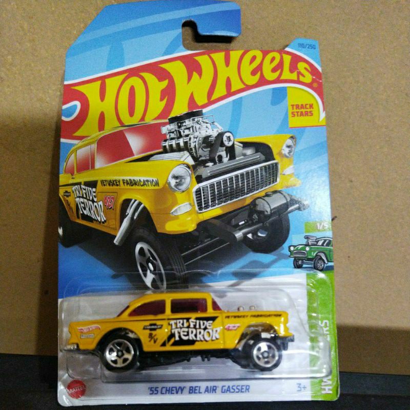 Hot Wheels 55 Chevy Bel Air Gasser Tri Five Terror Yellow