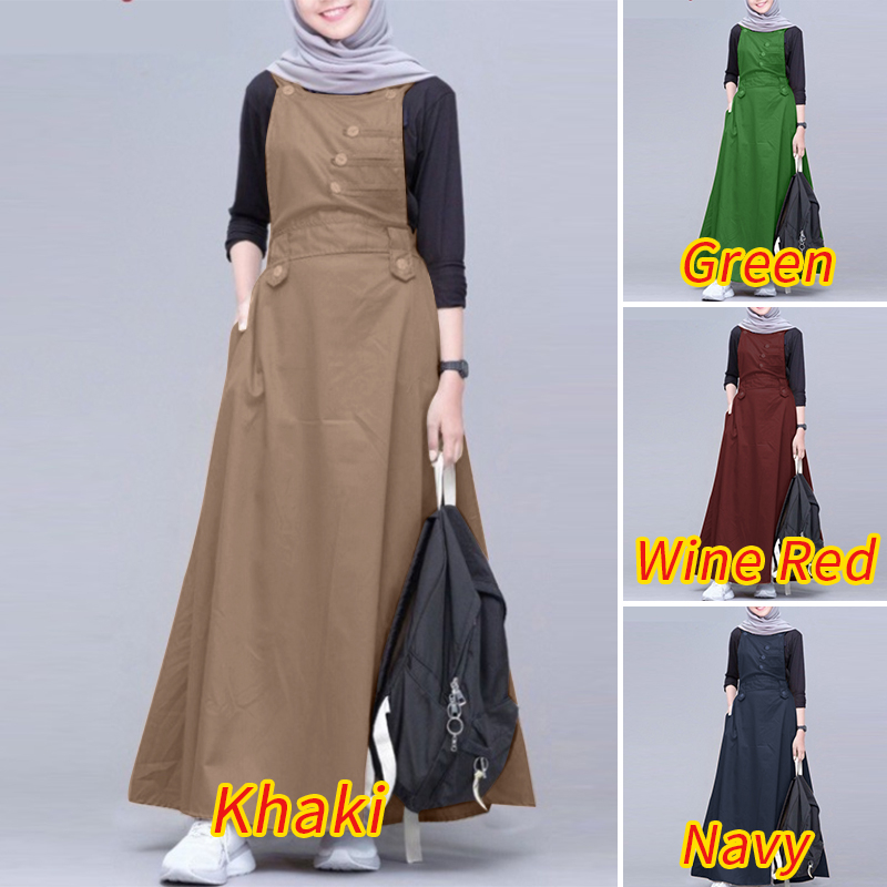 ZANZEA Women Muslim Daily Casual Sleeveless Solid Loose O-Neck A-line Dress