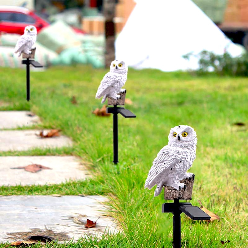 Lampu Taman Hias Burung Hantu Waterproof Solar Panel Warm White - SG15S - White