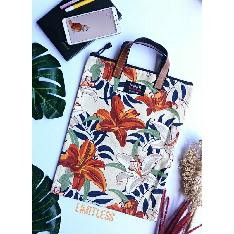 

LIMITLESS - Document Bag JUMBO Bahan KANVAS Motif / Map Tempat Penyimpanan Berkas Penting