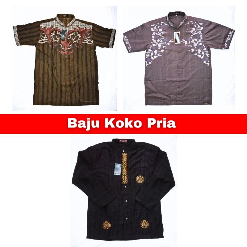 Baju Koko Bordir Pria Dewasa - Baju Muslim Pria N2/Takbir/Dhommatin 3 saku
