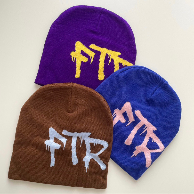 First Time Round - Airbrush Beanie - Brown Blue/Blue Pink/Purple Yellow