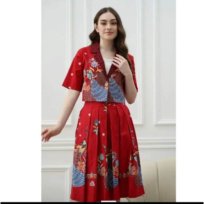 oneset baju batik wanita modern solo bahan katun jahitan rapi size s-xxxl