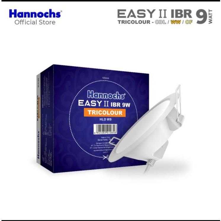 Lampu Downlight LED Hannochs EASY II 9W Bulat IB TRICOLOUR 3 WARNA