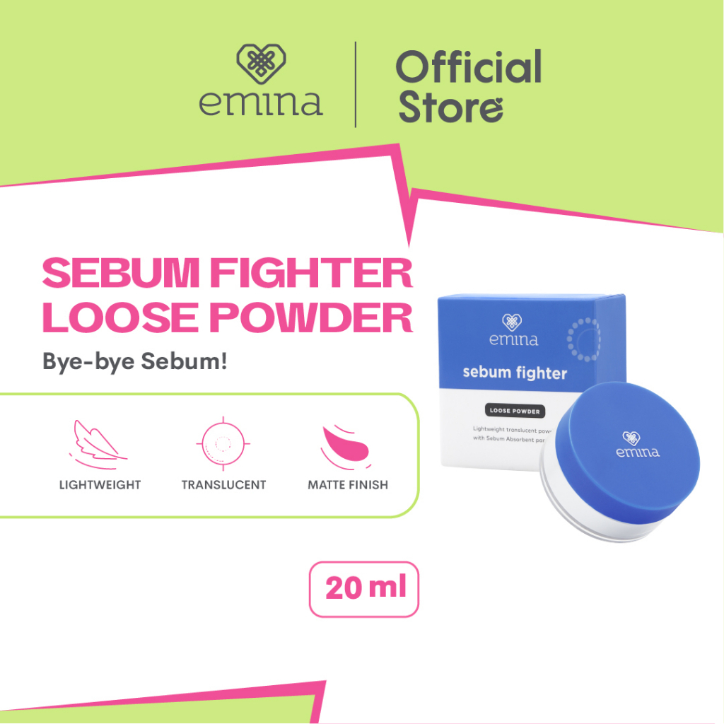 ✨ AKU MURAH ✨ Emina Sebum Fighter Loose Powder 8 g - Bedak Tabur Translucent Matte, Kontrol Minyak