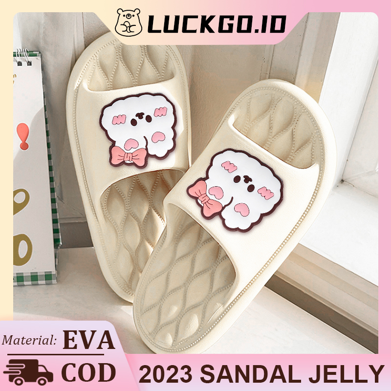 Sandal wanita karet jelly terbaru murah  Sandal slop wanita kekinian import  Sandal Rumah wanita Elastic Empuk EVA Slip On