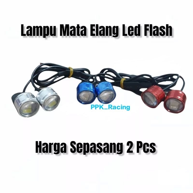 Lampu Mata Elang Flash Plus Breket Spion 3 Mode Panoramic Sepasang