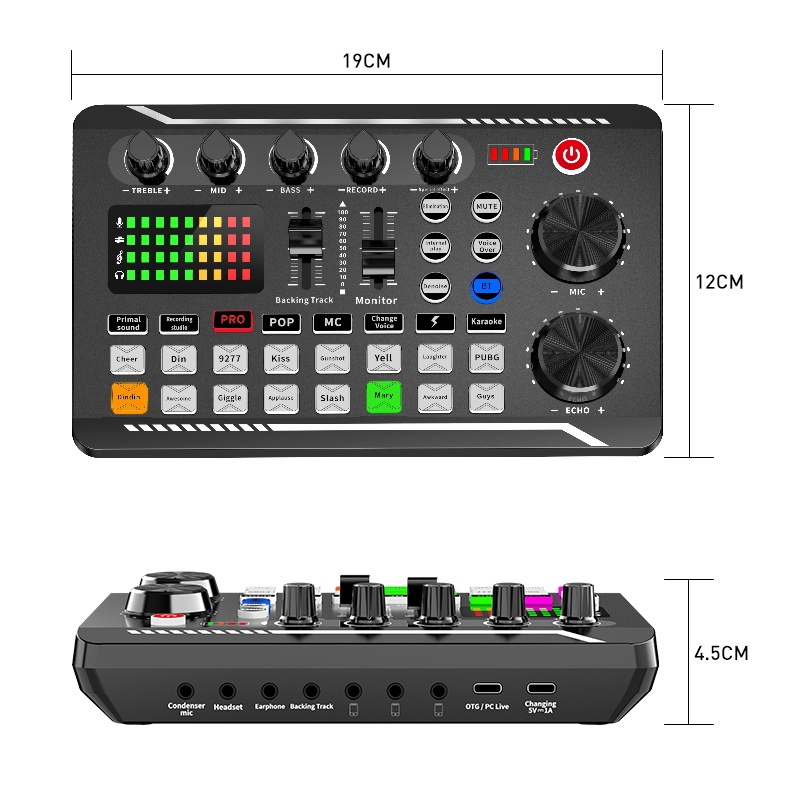 Soundcard Bluetooth Sound Card F998/V8S/V8 Live Mixer Audio Broadcast Recording Karaoke Sound Card