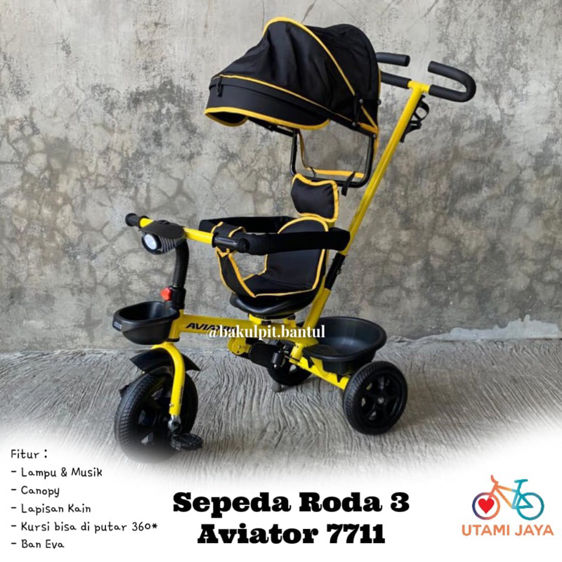 Sepeda Anak Roda 3 Tiga Tricycle Aviator 7711 | Sepeda Roda 3 Aviator 7711