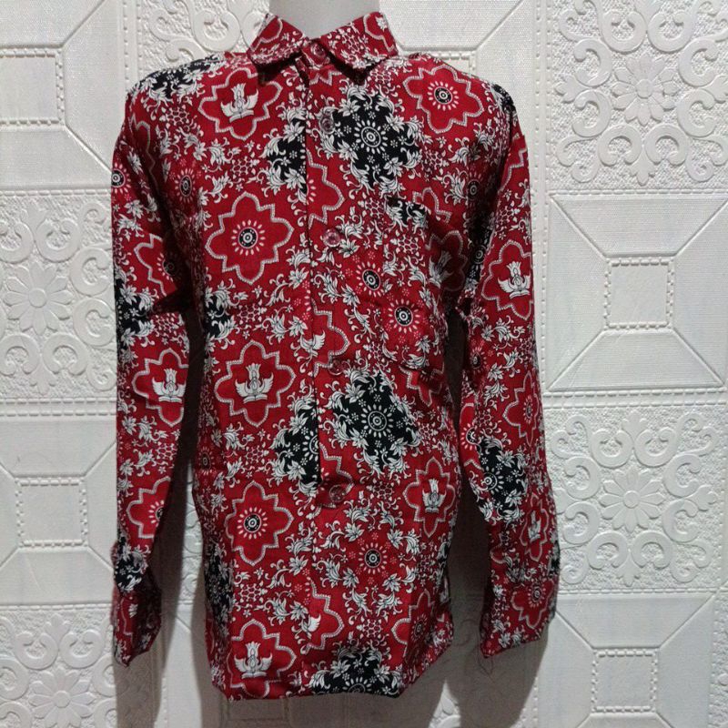 BAJU BATIK SEKOLAH/BATIK PRINTING MERAH/BAJU BATIK TUTWURI MERAH/SERAGAM SEKOLAH