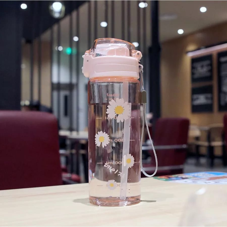 Botol Minum Flip Cover Flower 600ml