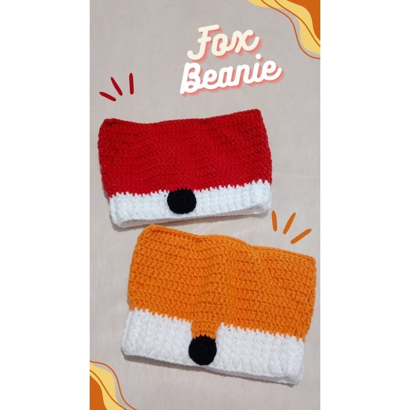 Fox Beanie Hat Crochet Topi Rajut Rubah Handmade inspired by Renjun NCT Custom Request