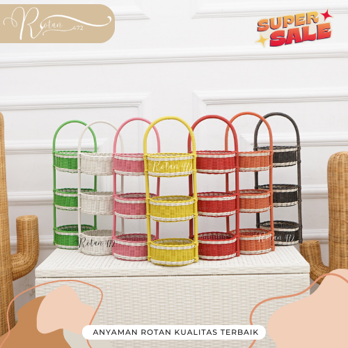 PROMO TERBATAS RAK BUMBU ROTAN SINTETIS 3 SUSUN