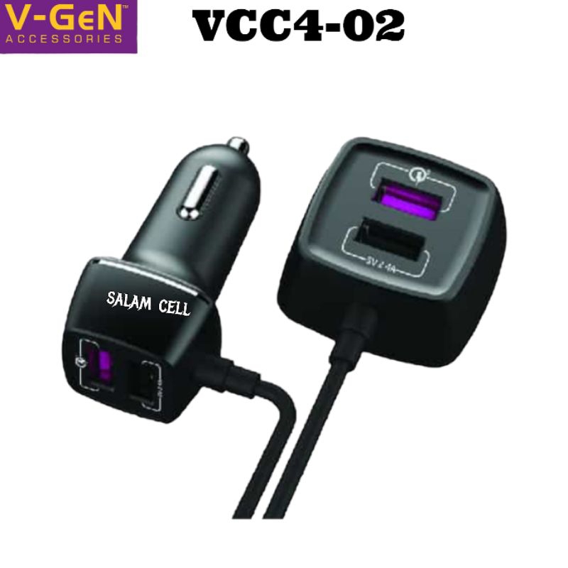 Charger Mobil V-Gen VCC4-02 4Port USB Original Vgen Garansi Resmi