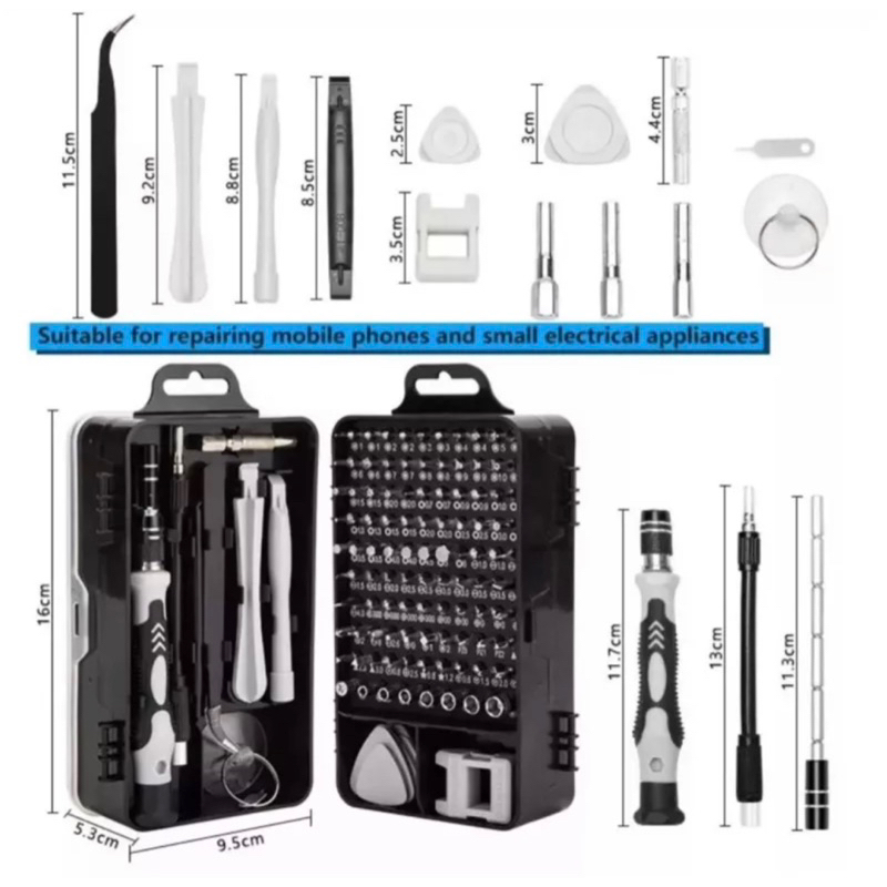 MJ88 Obeng 115 In 1 Full Set Obeng Service Untuk Komputer Laptop Hp / Service Obeng 115 In 1 / Obeng Hp Full Set 115 In 1 Multifungsi /Obeng Set Komplit Serbaguna/Obeng Hp Set 115 In 1 Torx Kunci Set Alat Service Reparasi Hp Full Set/Obeng Magnetic Hp